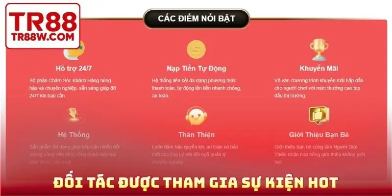 Đối tác được tham gia sự kiện hot
